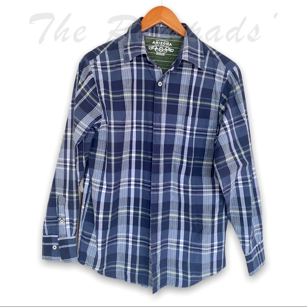 Original Arizona Jean Company Blue White Striped Collar Shirt Size XL